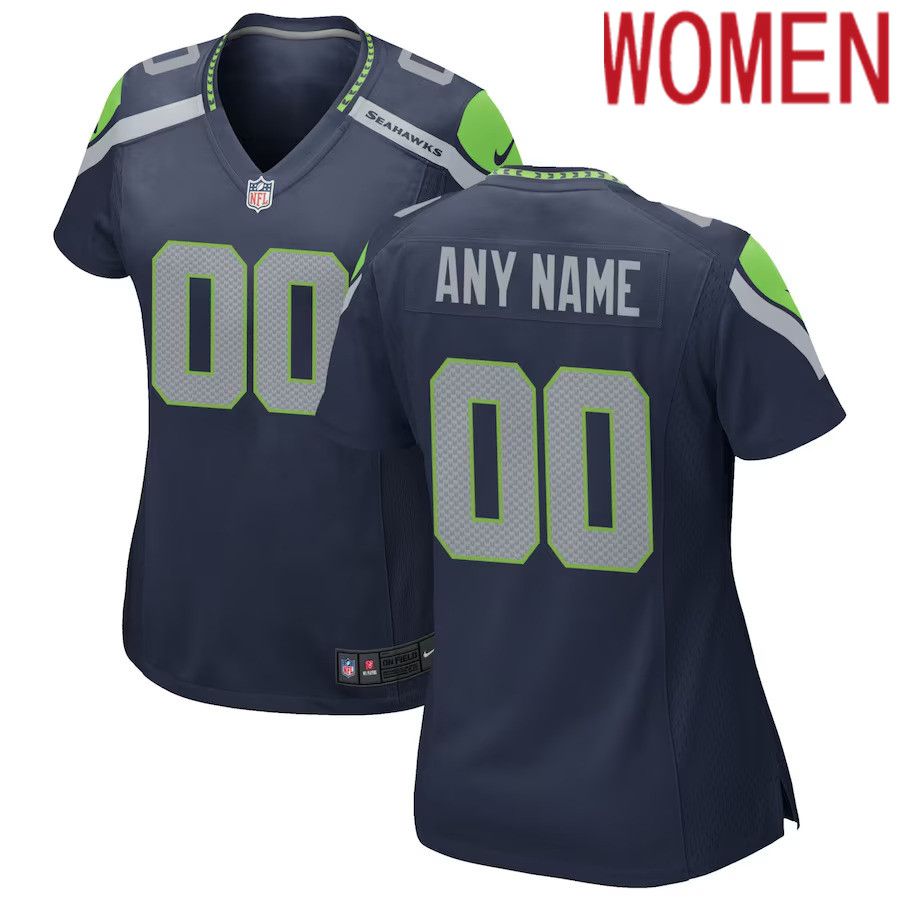 Women Seattle Seahawks Nike College Navy Custom Game NFL Jersey->->Custom Jersey